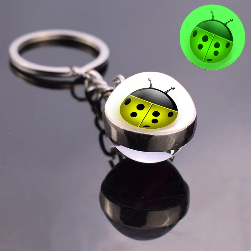 Светящиеся красочные насекомое стеклянный шар брелок модные стеклянные