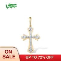 vistoso pure 9k 375 yellow gold sparkling white cz cross pendants for women elegant gift anniversary trendy fine jewelry