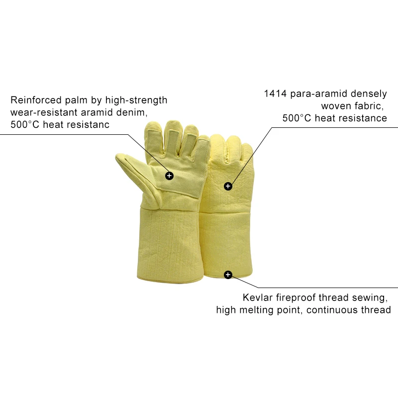 Арамид 500 ℃ термостойкие перчатки для усиления ладони устойчивые к высоким
