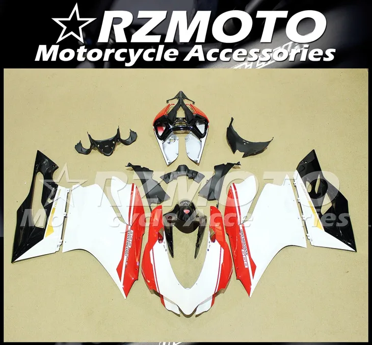 

Injection Mold New ABS Whole Fairings Kits For Ducati 899 1199 Panigale 2012 2013 2014 12 13 14 Bodywork set Red white