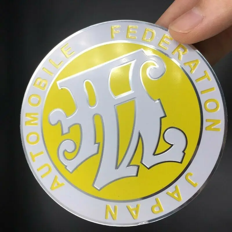 

Yellow Metal JAF Japan Automobile Federation JDM Car Emblems Badge Decal Sticker