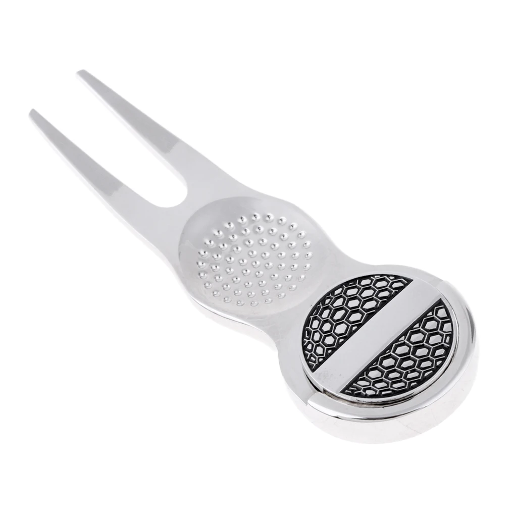 

Портативный маркер мяча для гольфа серебристо-шаг Набор для ремонта Изделий Инструмент зеленая вилка зубцами