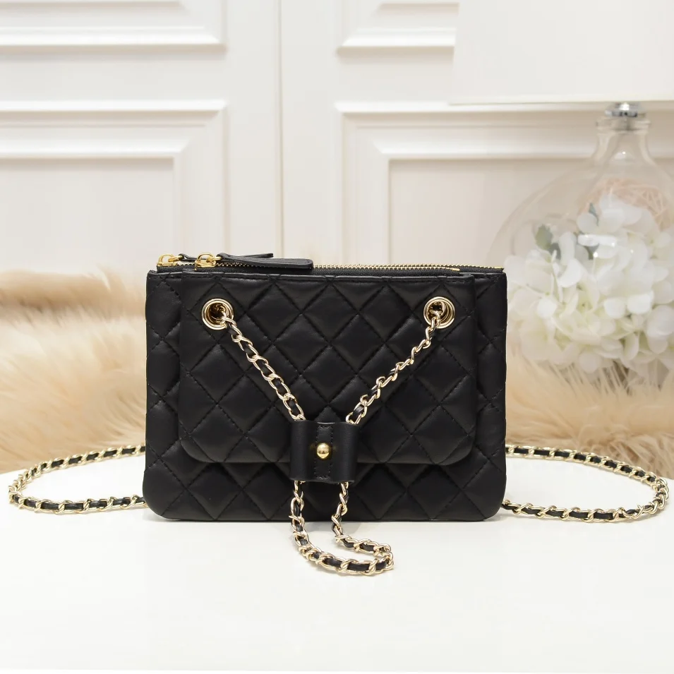 

Women's Bag Female Bag 22cm Golden Chain Zipper Oblique Slung Single Shoulder Trendy Fashion Elegant Popular Be All-Match