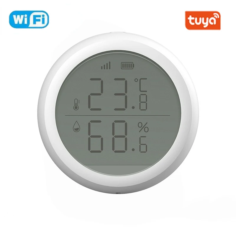 

Датчик температуры и влажности Tuya ZigBee для умного дома, батарея со светодиодным экраном, работает с Google Assistant и Tuya Zigbee Hub