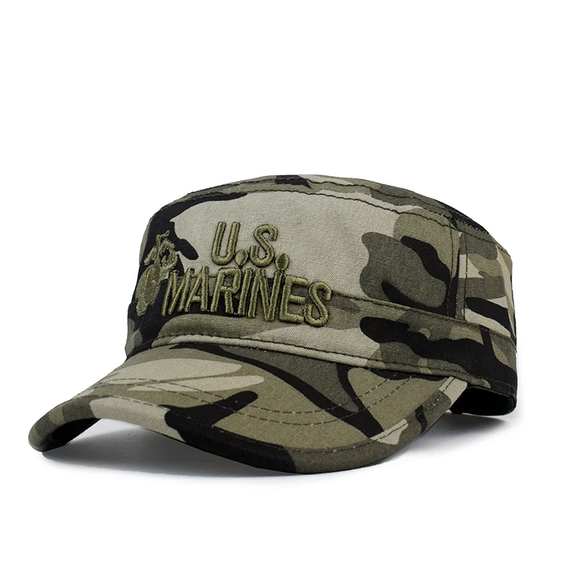 

New US Marines 3D Embroidered Military Hats Men Women Camouflage Flat Top Corps Cap good quality Cotton Camo Hat