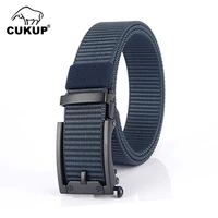 cukup mens unique design fake automatic buckle metal accessories 3 5cm width 2022 quality blue nylon canvas belts men cbck273