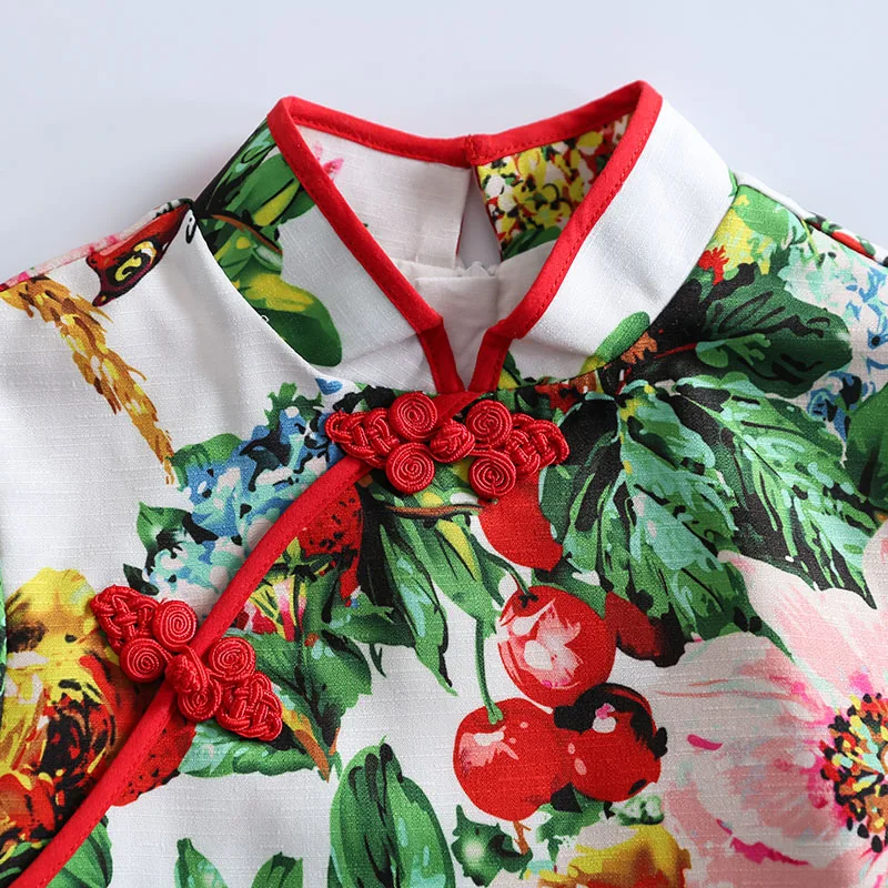 Beenira Cheongsam Dress 2020 European And American Brand Style Children Sleeveless Printed Princess For 4-14Y Girls | Детская одежда и