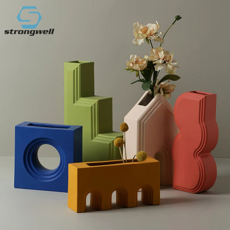 

Художественные вазы Strongwell, Цветочная композиция для гостиной, керамическая ваза, предметы интерьера, украшение для дома, подарки