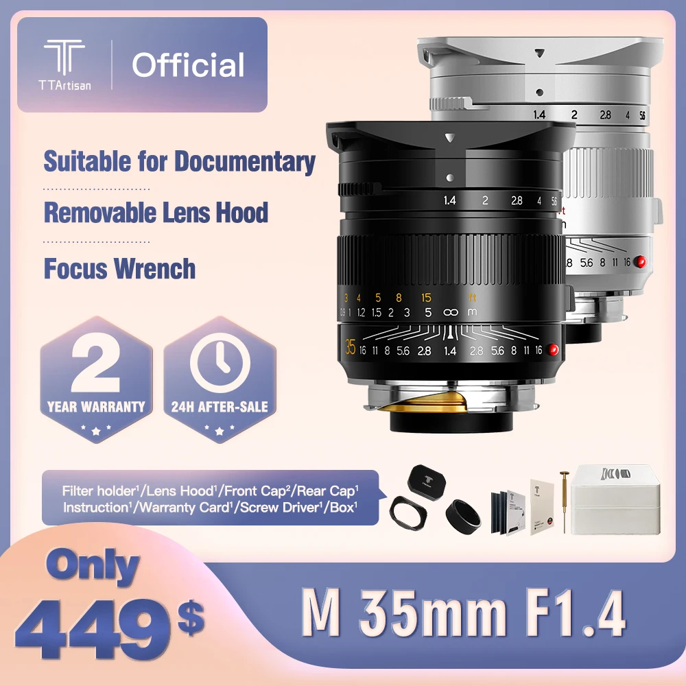 Объектив TTArtisan 35 мм F1.4 для камер Leica с M Mount таких как объективом M240 M3 M6 M7 M8 M9 M9p