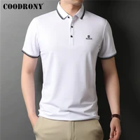 coodrony brand high quality summer new arrival pure color casual short sleeve polo shirt men business fashion cotton tops c5235s