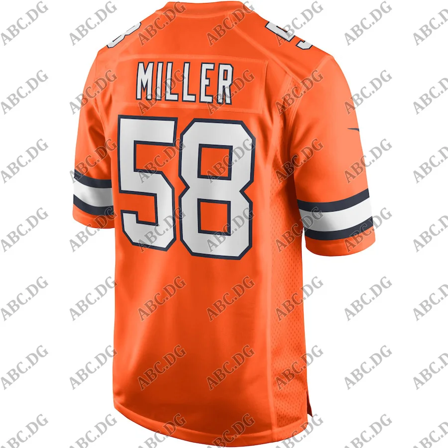 

Customized Stitch American Football Jersey Men Women Kid Youth Denver Von Miller Orange Alternate Game Jersey