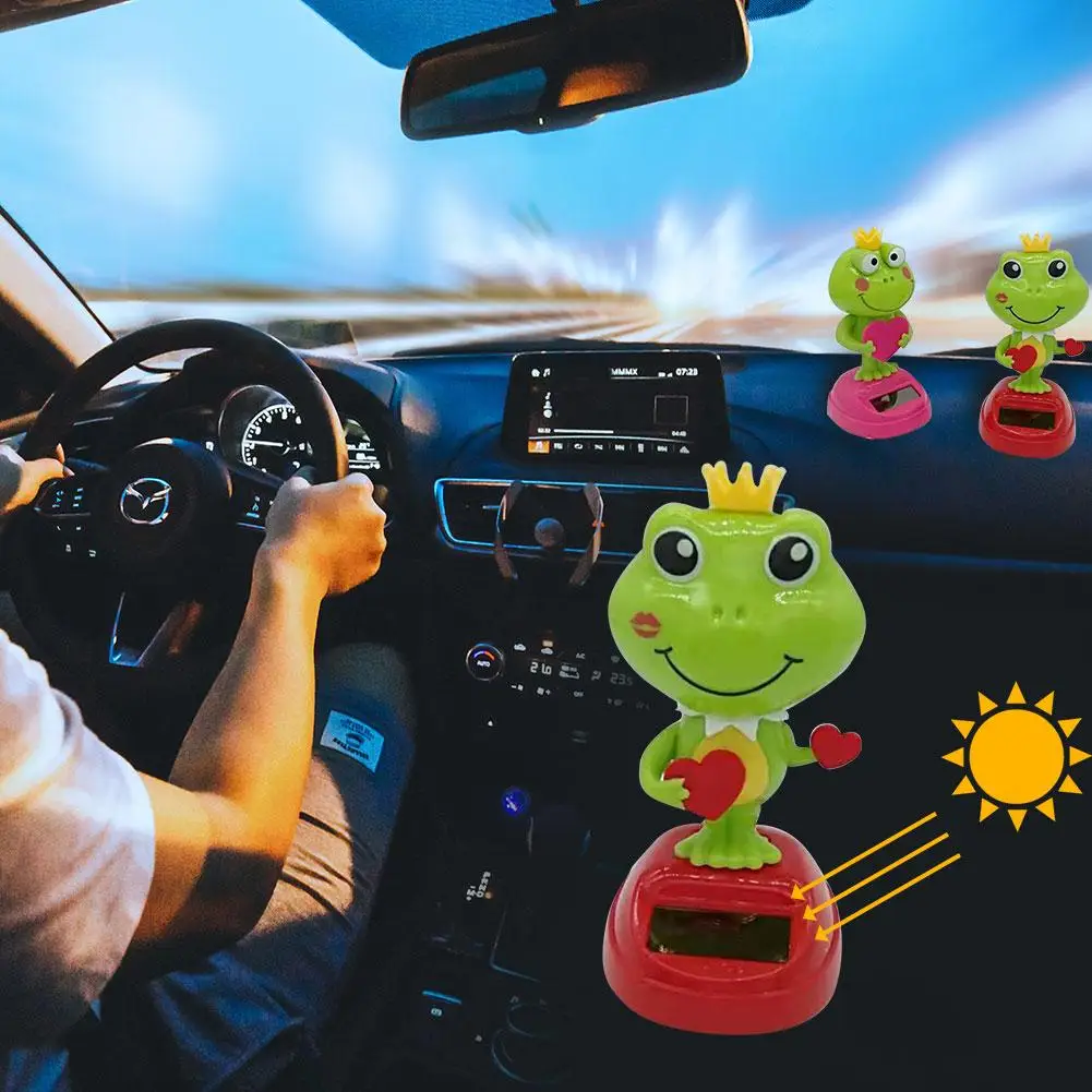 Solar Shaking Head Doll Swinging Frog Car Decoration Cartoon Interior Kids Toys Gift |