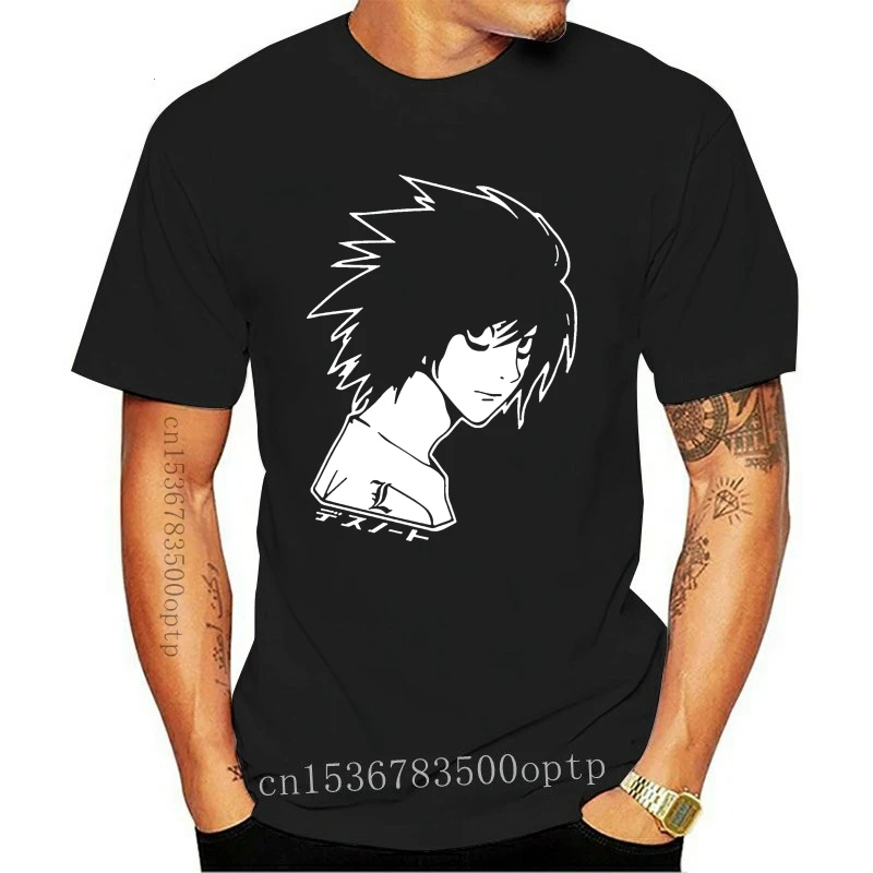 Новая футболка тетрадь смерти L Черная Мужская с принтом Кира Ягами рюка