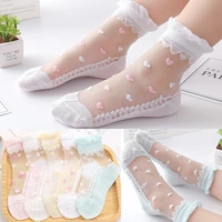 5 pairslot girls socks summer breathable children short ankle socks for 1 12 years kids soft cotton lace princess mesh socks