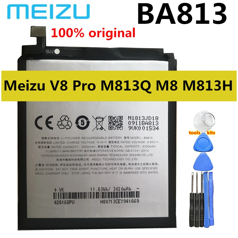 

100% New Original 3100mAh BA813 Battery For Meizu V8 Pro M813Q M8 M813H Cell Phone Batteries