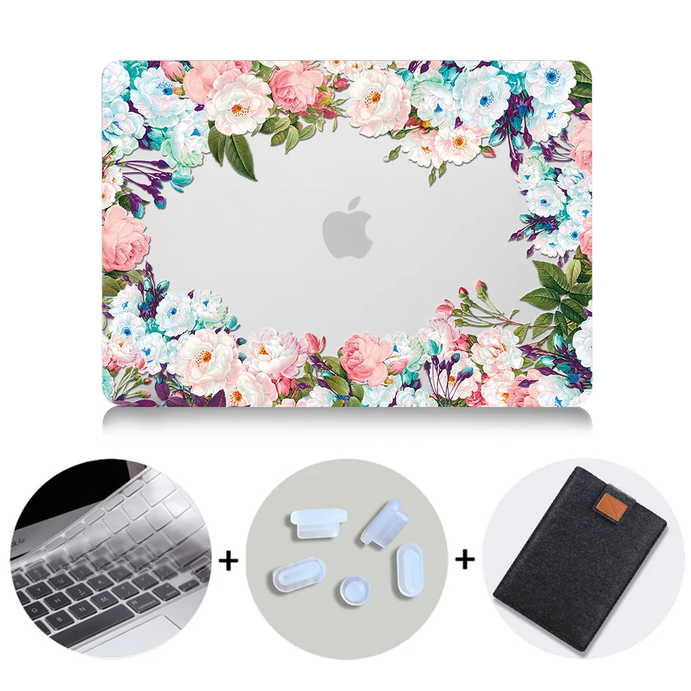 MTT чехол с цветами и кристаллами для Macbook Air Pro retina 11, 12, 13, 15, твердый цветочный чехол для mac book Pro 13,3 дюймов, сумка для ноутбука - Цвет: MB07