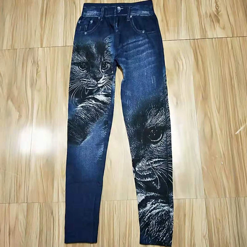Printing Jeggings Female Seamless Leggings Jeans Elastic High Waist Women Slim Denim Pants Push Up Sexy Leggins Girls Autumn