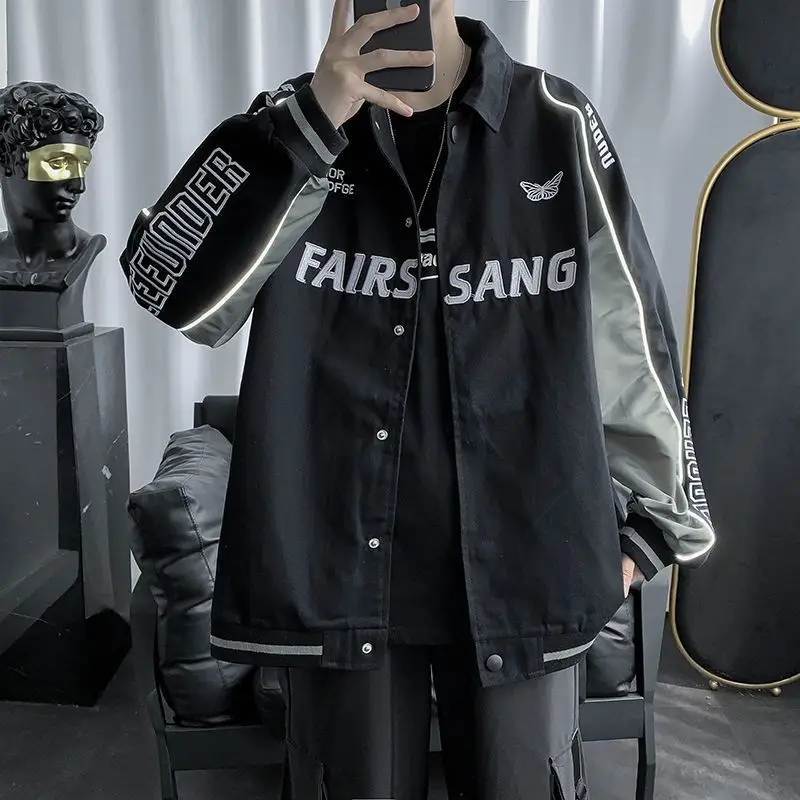 

Baseball uniform 2021 autumn new leisure reflective jacket female student loose and versatile handsome men's jacket clothes