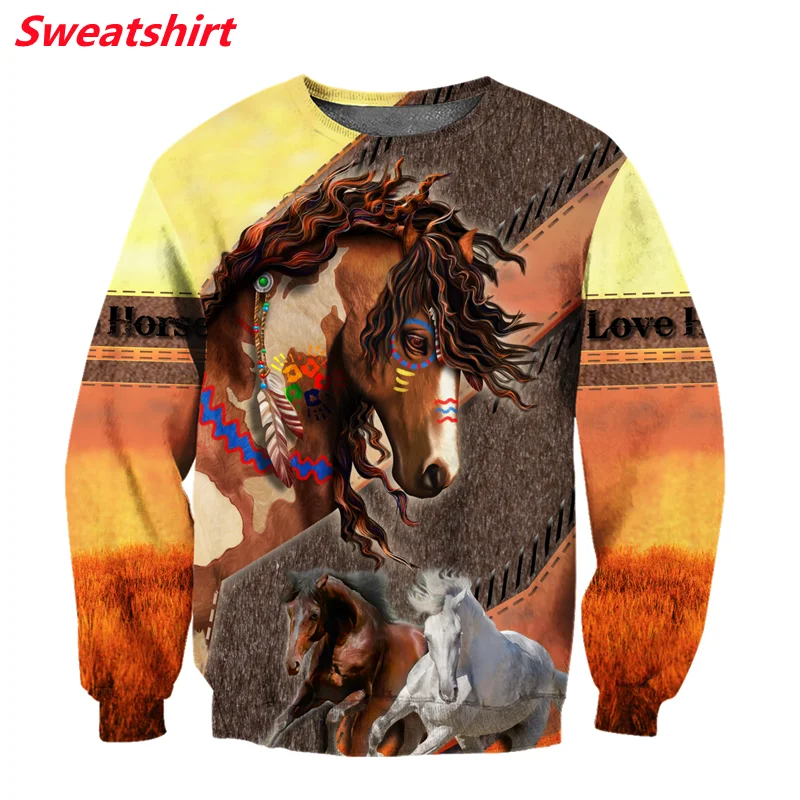 Fashion 3D printing new beautiful horse Hoodie / casual Sweatshirt / street hip hop Harajuku zipper Hoodie