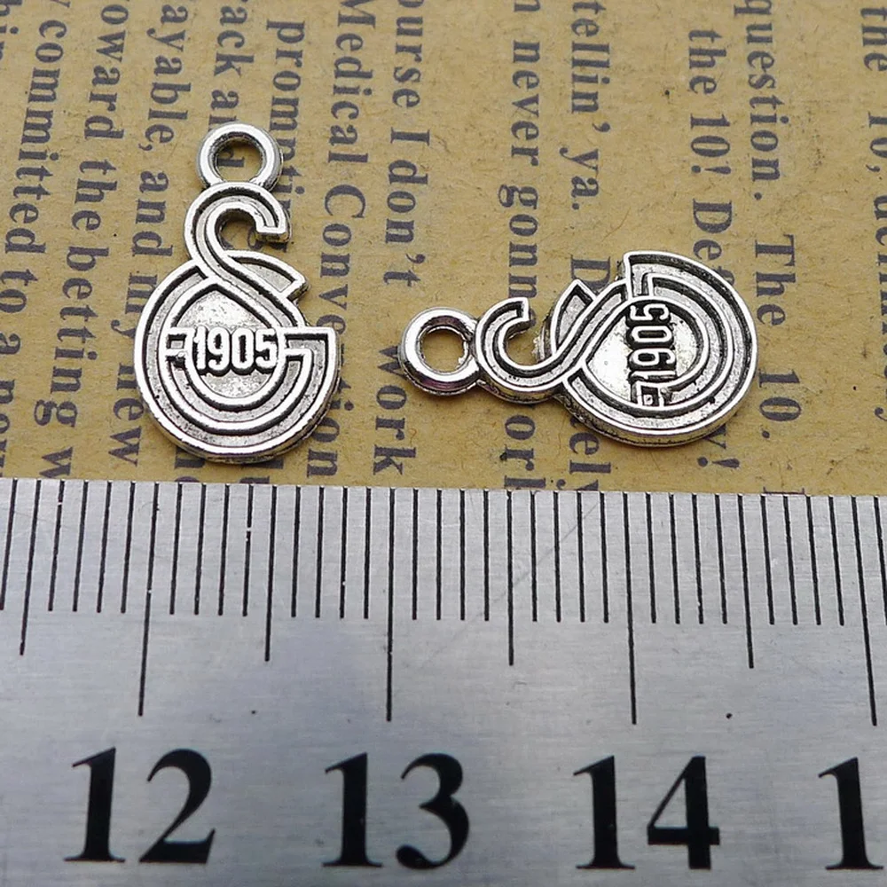 

300pcs 1905 GS Charms 15mm x 16mm DIY Jewelry Making Pendant antique silver color