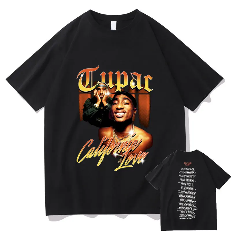 Awesome Tupac 2pac Rap Tshirt Oversized Harajuku Logo Print Tee Short Sleeve Regular Mens Quality Playboi Carti Hip Hop T Shirts