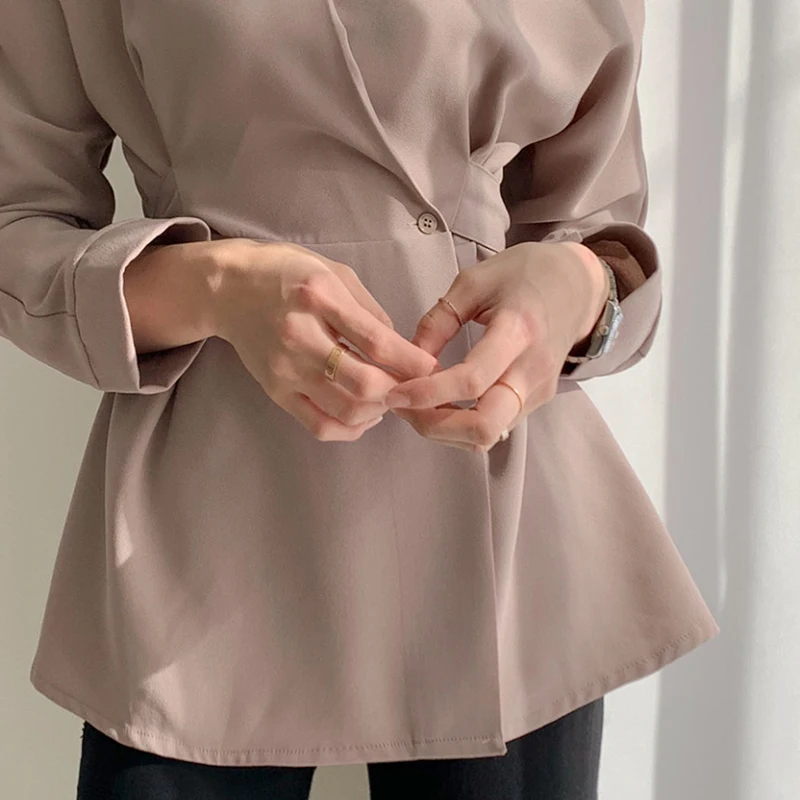 

chic Design V-Neck Long Sleeve Black Shirt Retro Slim Top Bandage Waist Blouse Plus Size Clothes Women Elegant OL Style Office