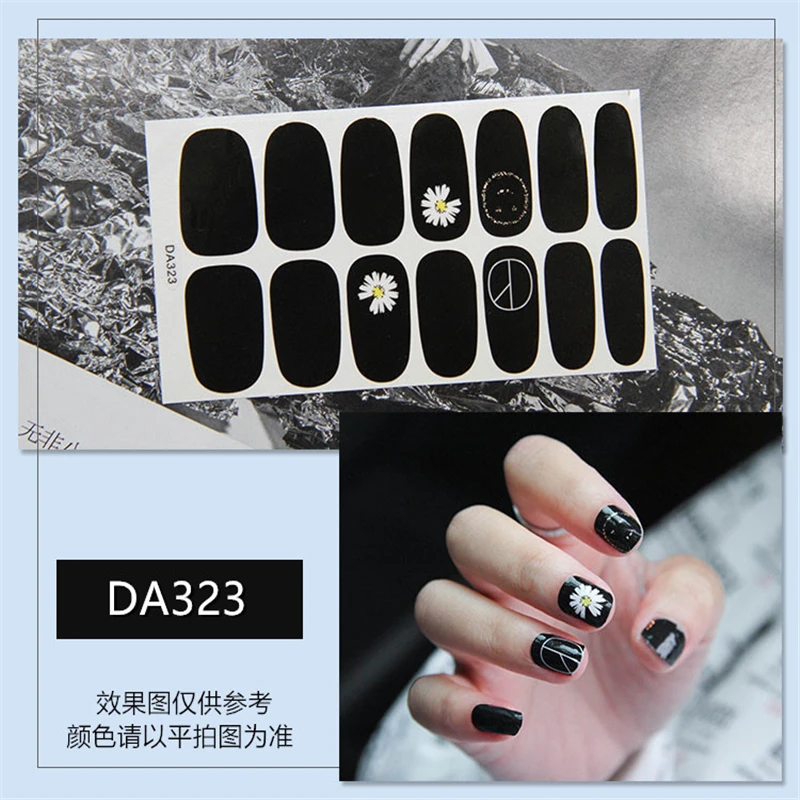 

Lamemoria 1sheet Nail Wrap Glitter Flower Nail Art Stickers Full Cover Tips 2021 New Arrival DIY Self-Adhesive Nagel Manicure