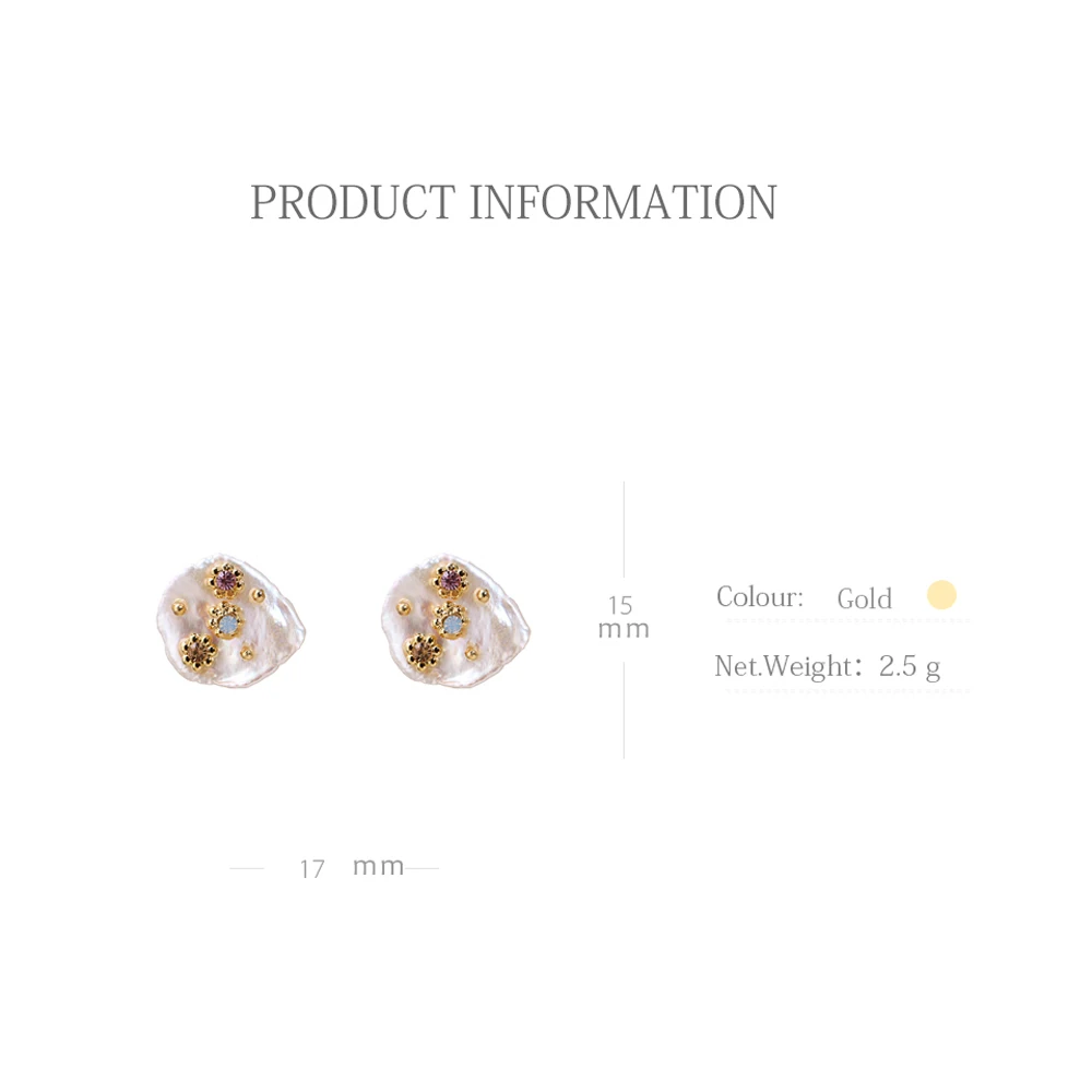 Модные серьги-гвоздики Yhpup в стиле барокко с натуральным жемчугом роскошные