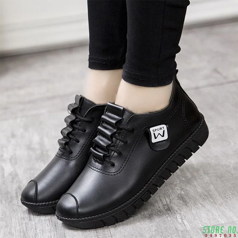 

Women PU Leather Shoes Women's Flat Shoes Lace up Sneakers Sewing Platform Female Footwear Casual Walking Shoe Autumn 2021
