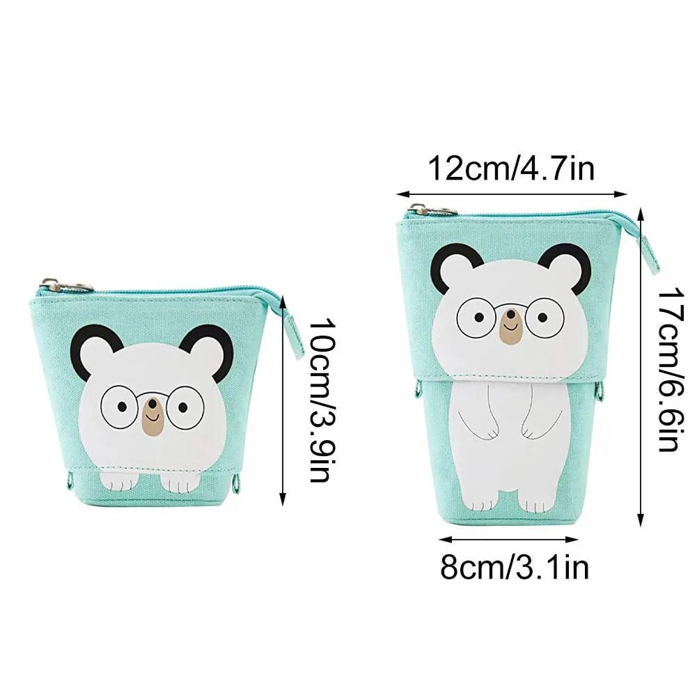 

Creative Retractable Cat Pencil Case Standing Pen Bag Canvas Cartoon Pencil Pouch Drop-Down Stationery Holder For Student Office
