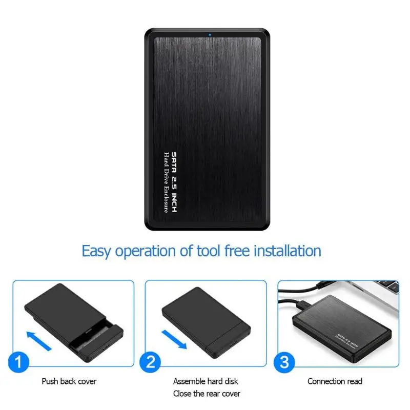 

2.5 inch HDD Enclosure USB 3.0 to SATA HDD SSD Mobile Box 5Gbps Support 2TB Aluminum Slide Cover Installation Hard Disk Case