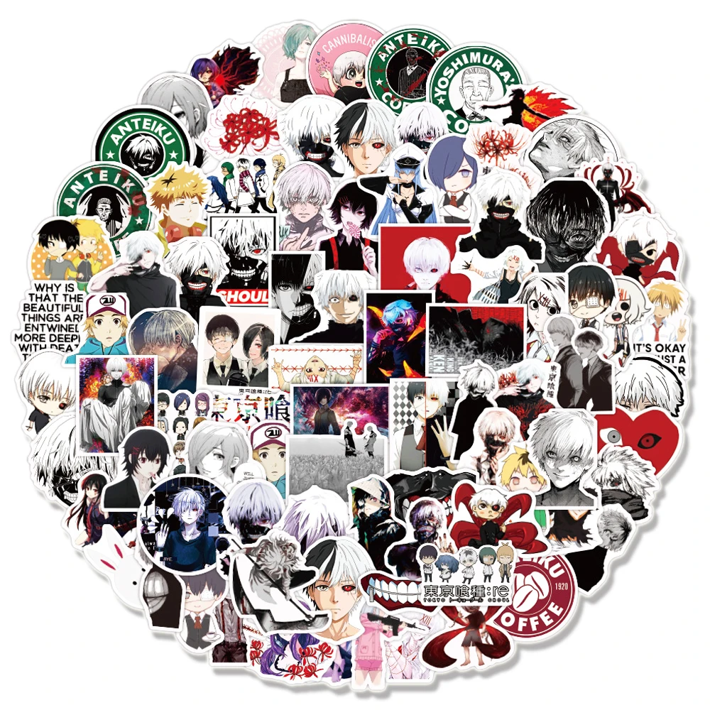 

100PCS Japan Anime Tokyo Ghoul Graffiti Stickers For Laptop Notebook Skateboard Computer Luggage Cartoon Decal Sticker