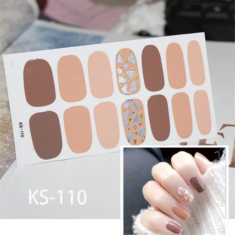 14 типов корейских наклеек для ногтей полностью водонепроницаемые нетоксичные