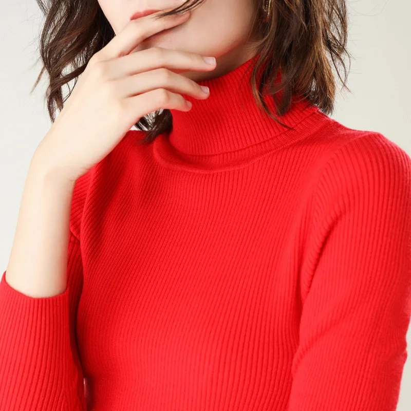 Vintage Turtleneck Female Sweater Winter Solid Warm Long Sleeve Casual Slim Knitted Pullover Women Knitting Tops | Женская одежда
