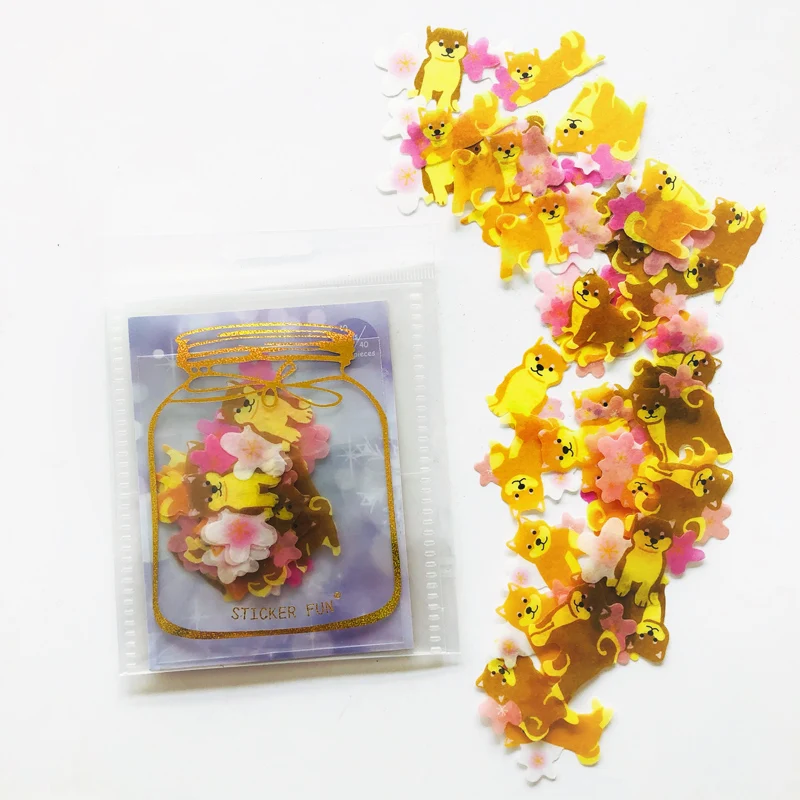 

1 Pack Sakura Puppy Dogs Cats Decorative Stickers Diary Handbook Decoration