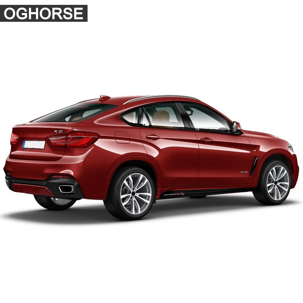 2 шт. Стайлинг автомобиля M Performance 5D Углеродные виниловые боковые гоночные полосы