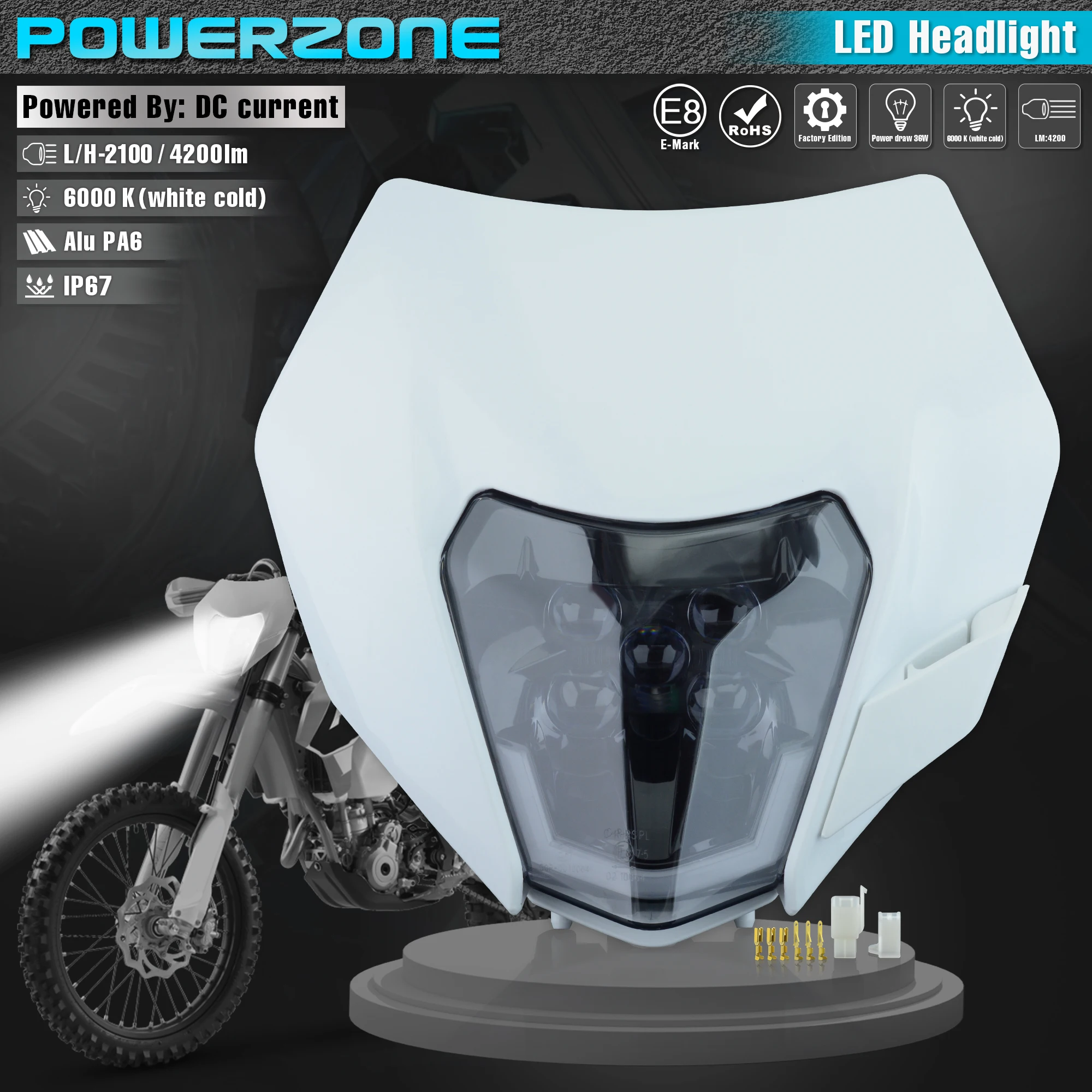 PowerZone мотоцикла светодиодный головной светильник обтекатель Supermoto для KTM SX EXC SXF MX