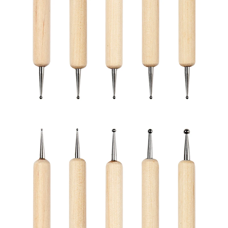 Двойная головка для дизайна ногтей деревянная ручка раскрашивания сделай сам