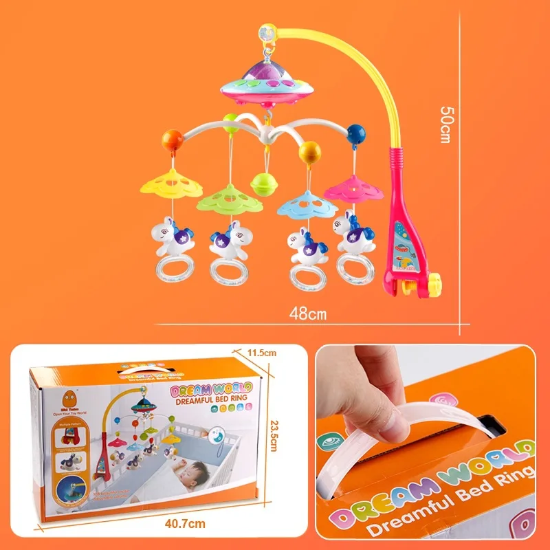 

Baby Crib Mobiles Rattles Toys Bed Bell Carousel For Cots Projection Infant Educational Toy 0 12 Months For Newborns