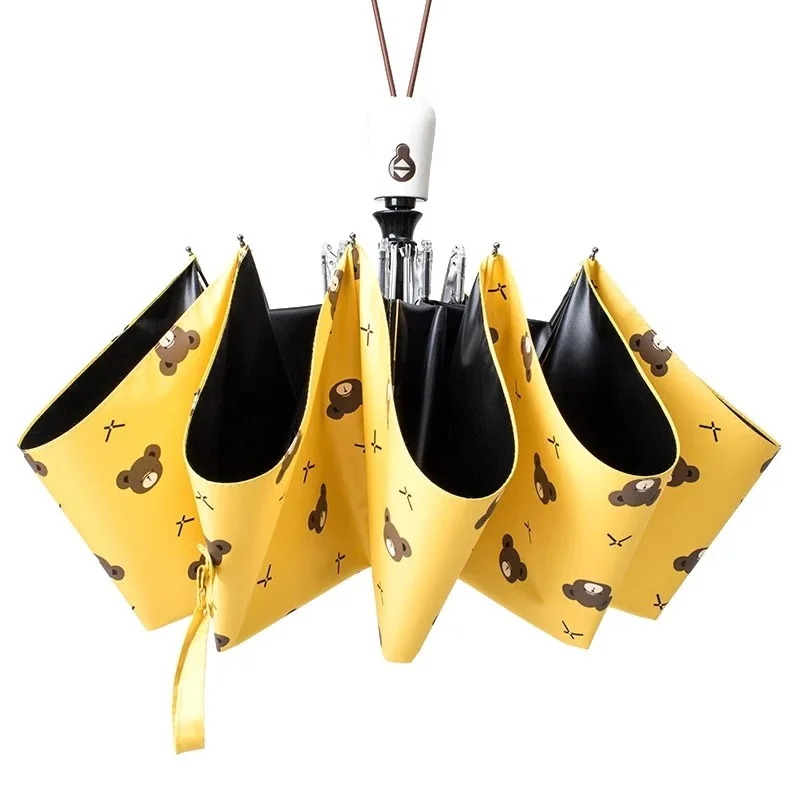 Милый прозрачный зонт с медвежонком защитой от ультрафиолета для студенток