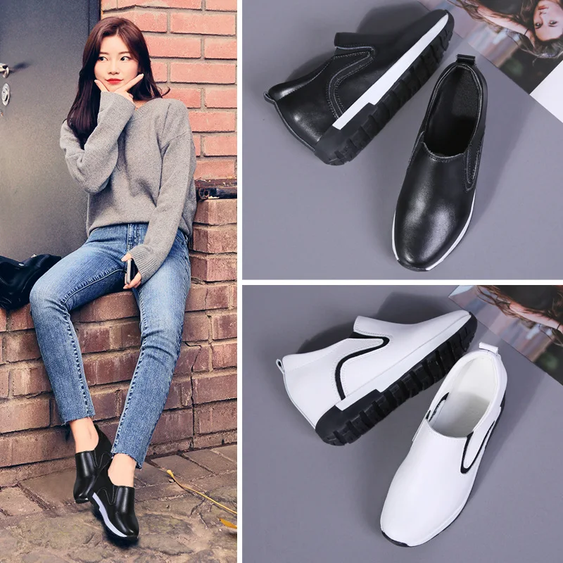 

Женские кожаные мокасины, на плоской подошве, в британском стиле, с флисовой подкладкой