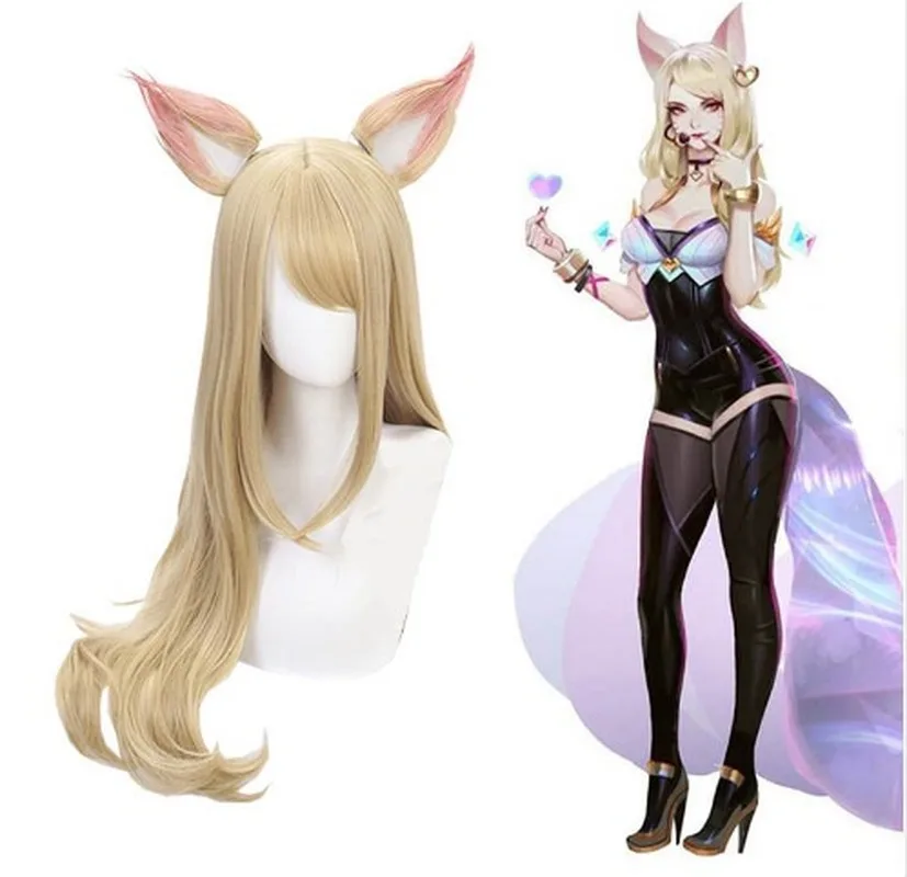 Парик для косплея K/DA kda Ahri девятихвостая лиса уши парик |