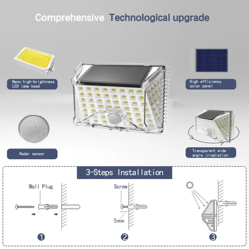 

Waterproof 128LED Solar Wall Light Solar Light Remote Control Motion Sensor Solar Lamp Outdoor Garden Lamp Street Lamp