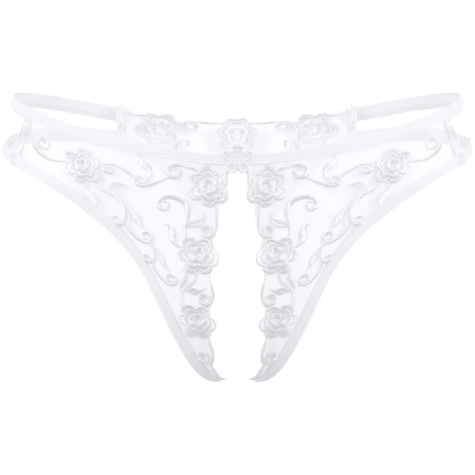 

Мужские стринги с открытой промежностью, Цветочная вышивка, нижнее белье, стринги с низкой талией, прозрачные трусы