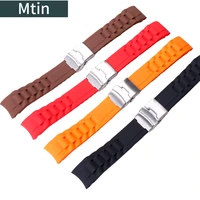 folding buckle silicone strap mens 20mm22mm outdoor sports waterproof bracelet rubber wristband ladies watchbands