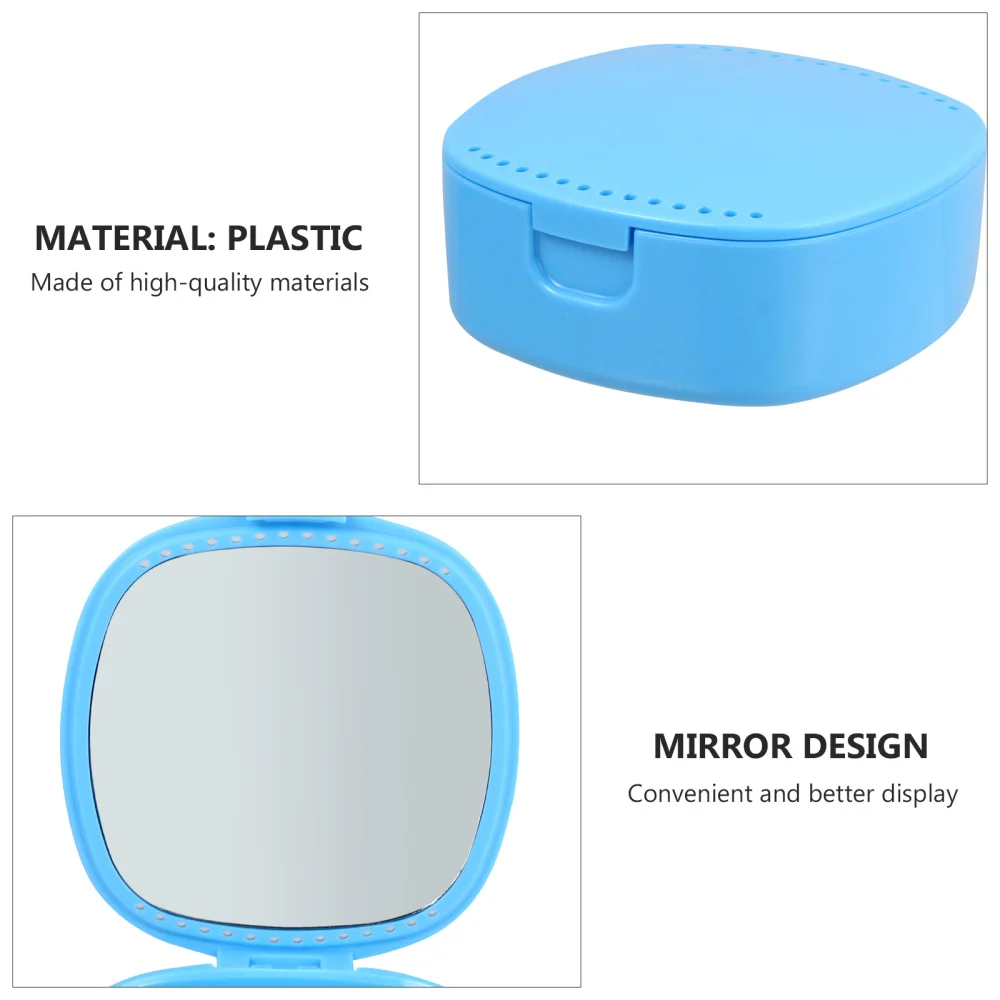 

Orthodontic Retainer Case Denture Holder Case Mouth Guard Box with Mirror
