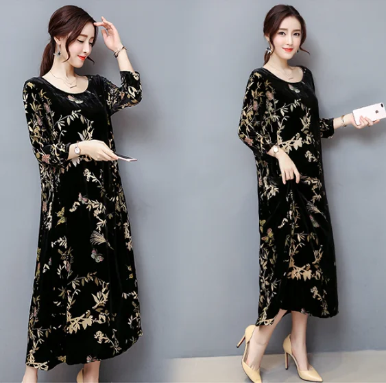 Элегантное женское Платье макси с длинным рукавом повседневное свободное