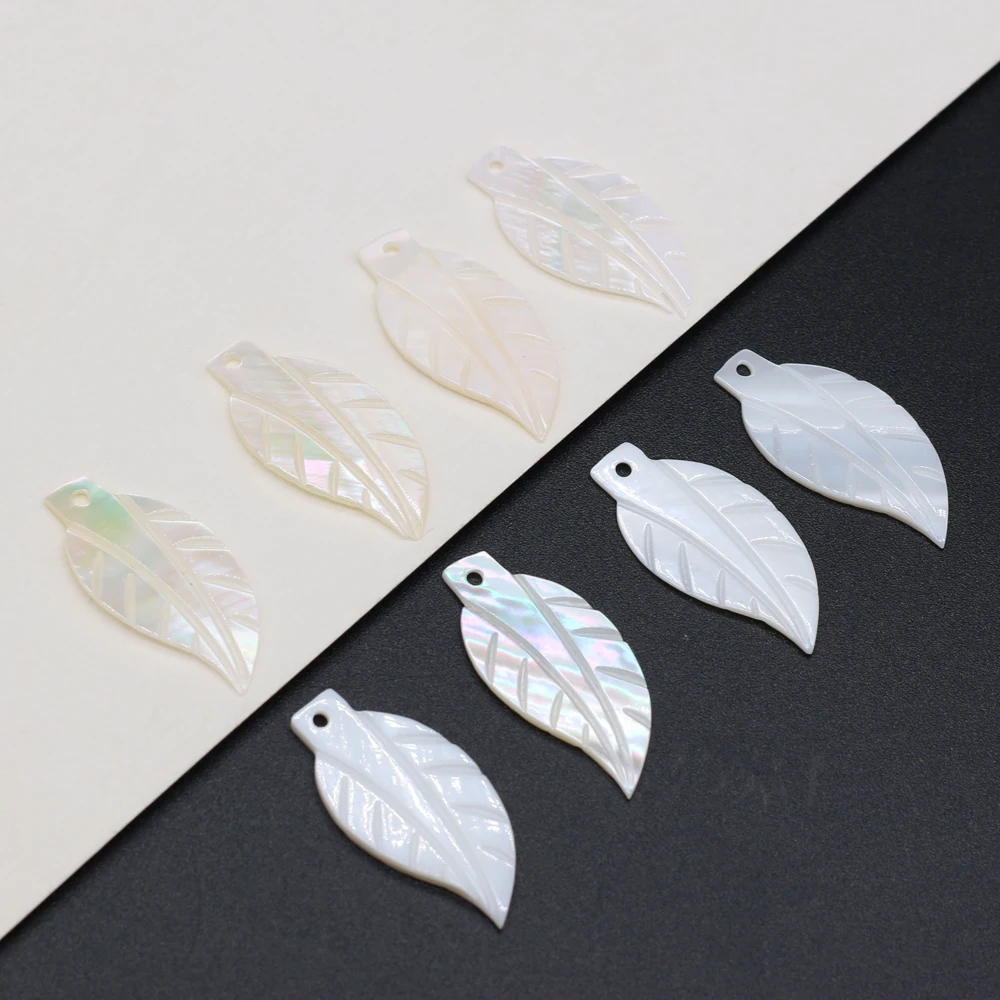

10pcs Natural Freshwater Charm White Shell Leaf Shape Beads Pendant for Women Jewelry Making Necklace Bracelet Gift Size 12x25mm