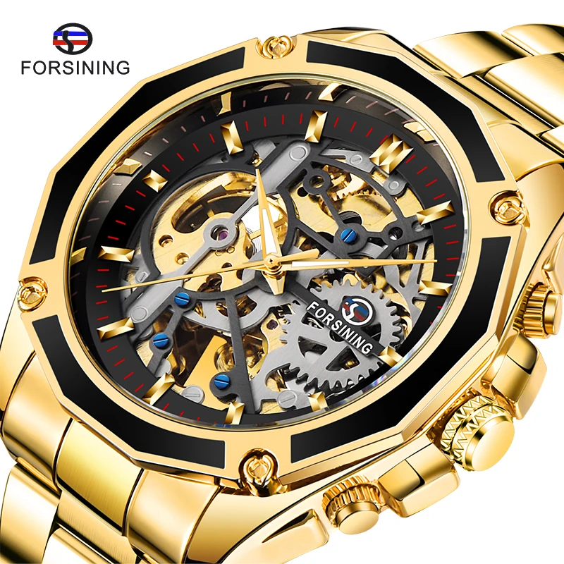 Модные мужские механические Автоматические наручные часы FORSINING чехол в стиле