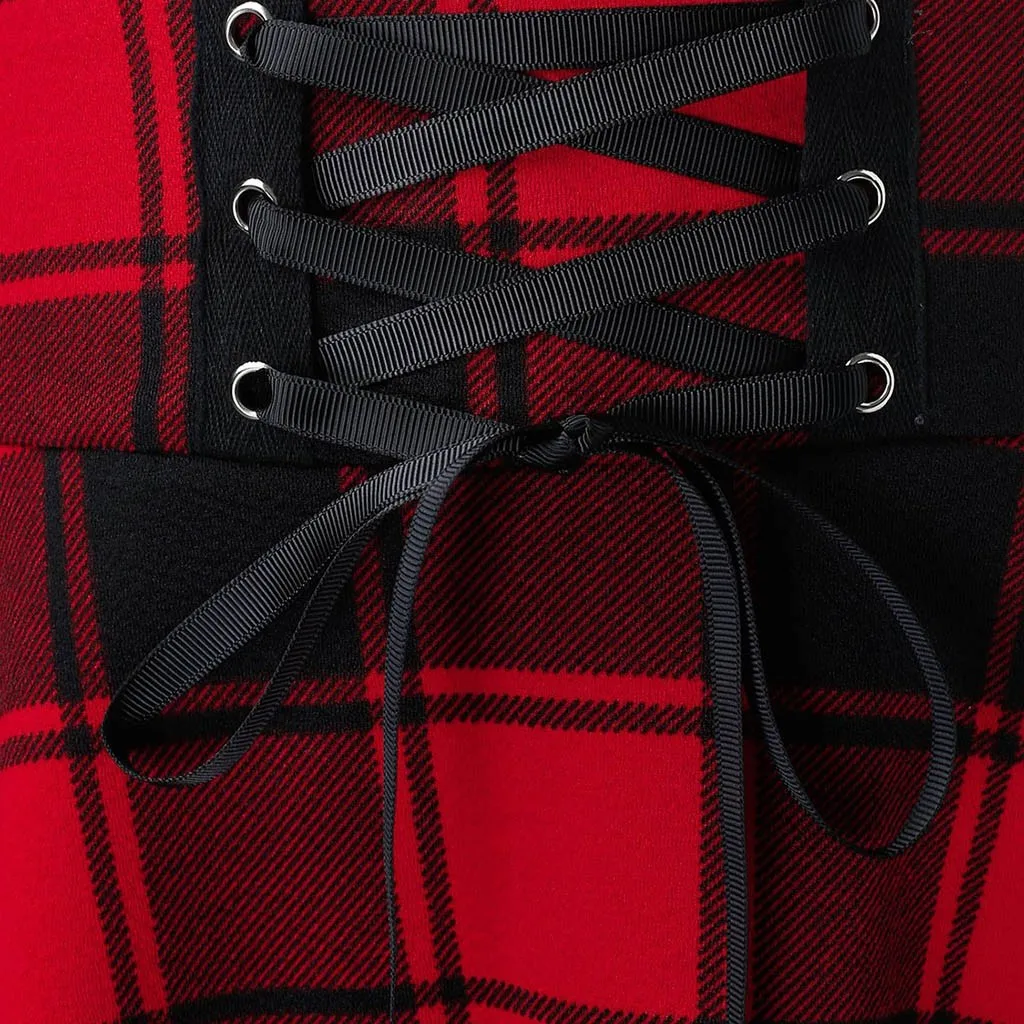 

Short Skirt Grunge Pleated Plaid 2021 Women Fashion Sexy Casual Lattice Printing Splicing Frenulum A-line Mini Skirt